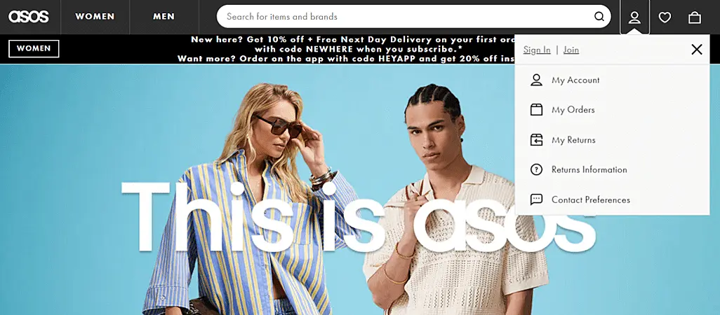 Asos website