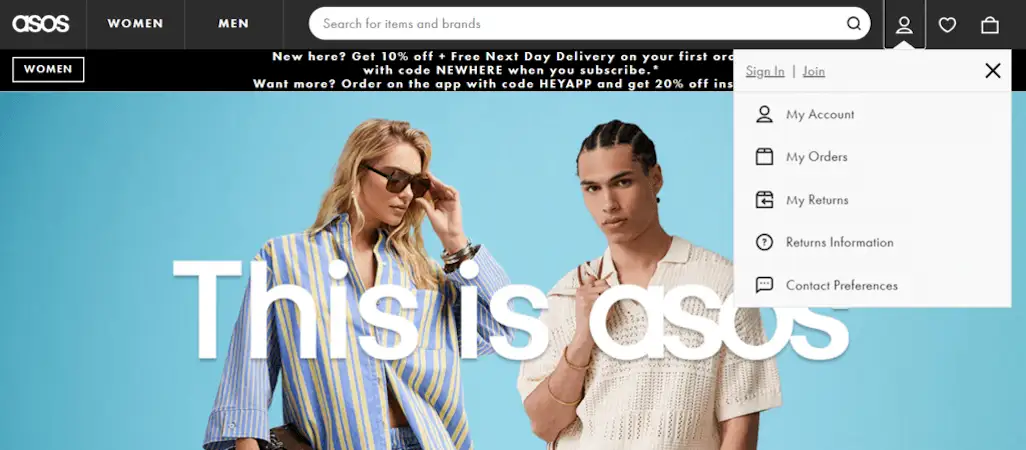 Asos website