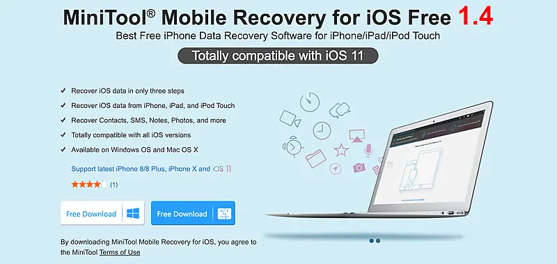 MiniTool Mobile Recovery for iOS home page