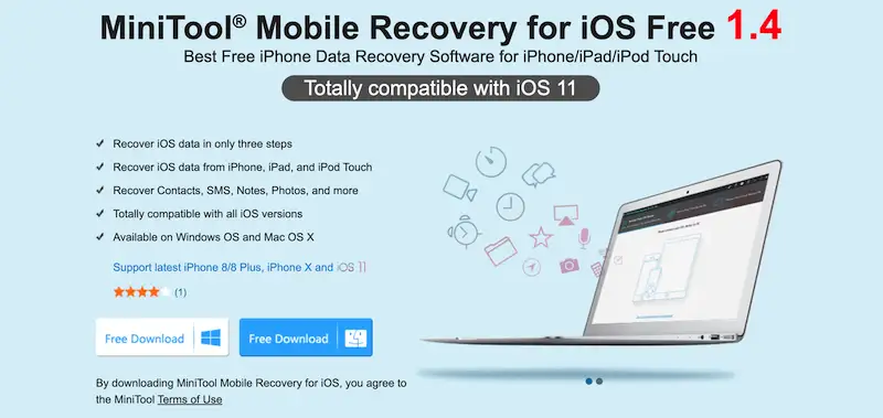 MiniTool Mobile Recovery for iOS home page