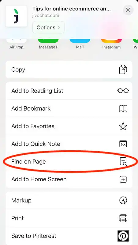 Safari menu