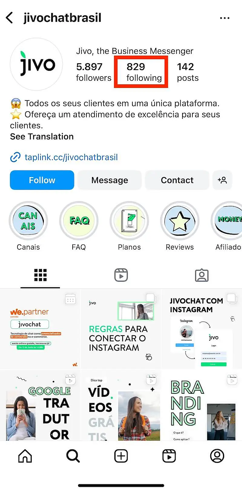 JivoChat Brasil Instagram profile