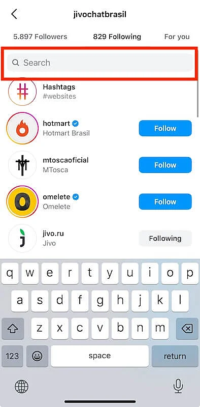 Instagram following list