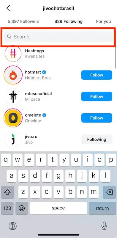 Instagram following list