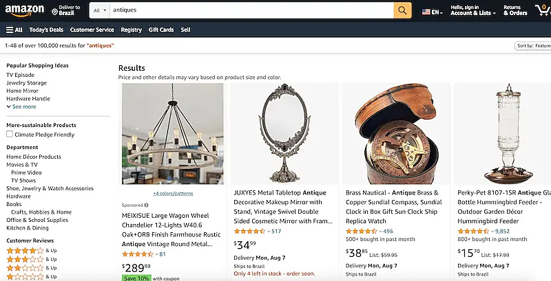 Amazon antiques page