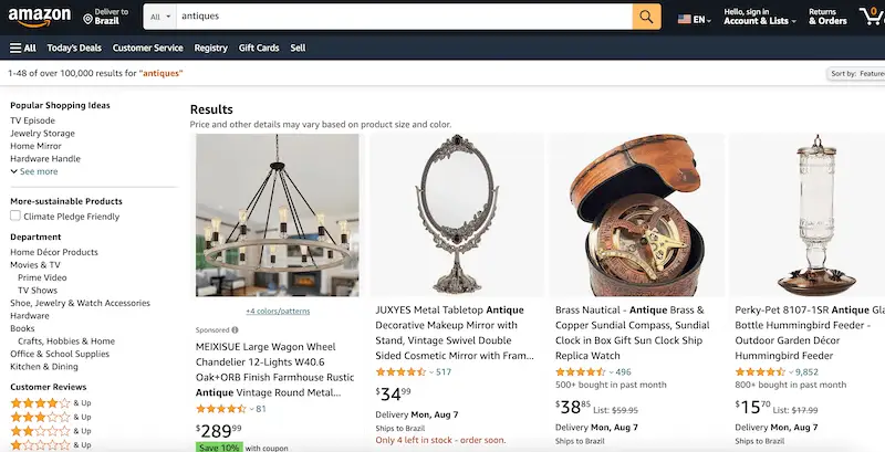 How to sell antiques online Amazon Amazon antiques page