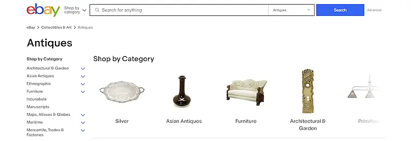 eBay antiques page