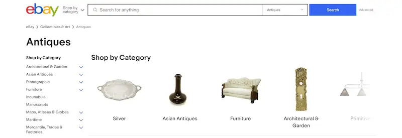 How to sell antiques online eBay eBay antiques page
