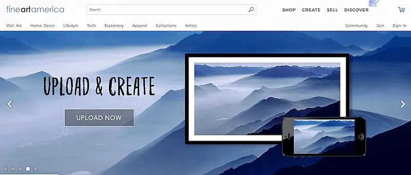 Fine Art America home page