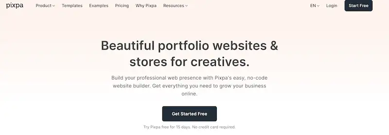 Pixpa website
