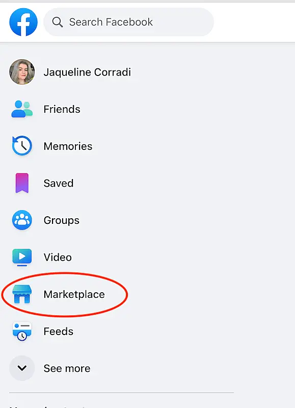 Facebook menu