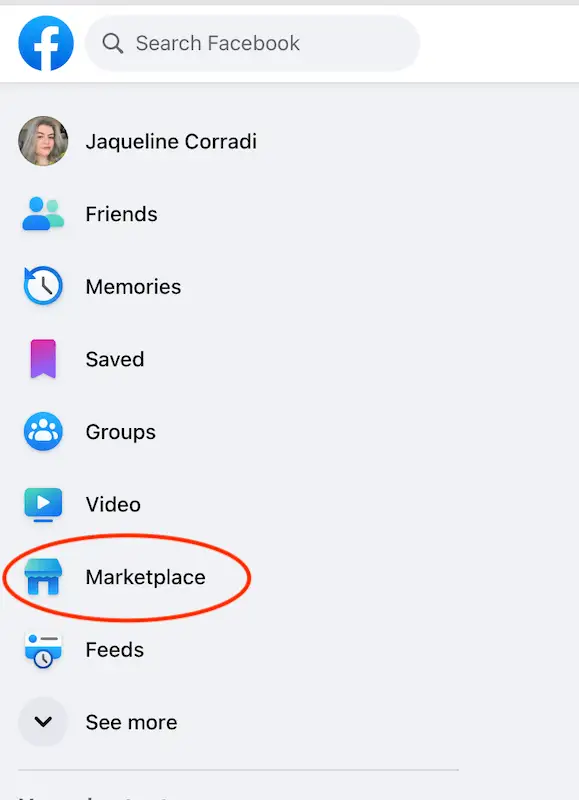 Facebook menu