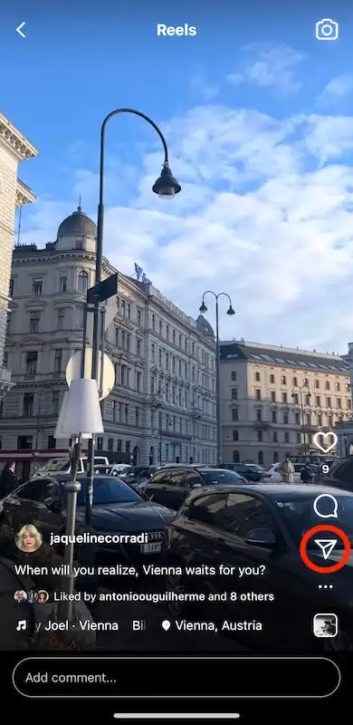 Instagram reel showing building on a street.