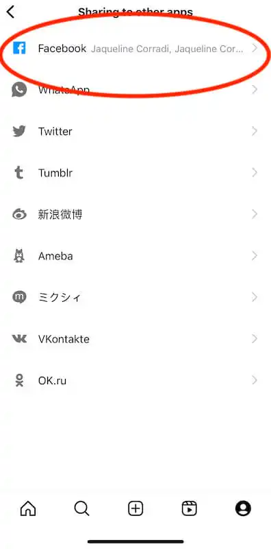 Sharing to otther apps menu