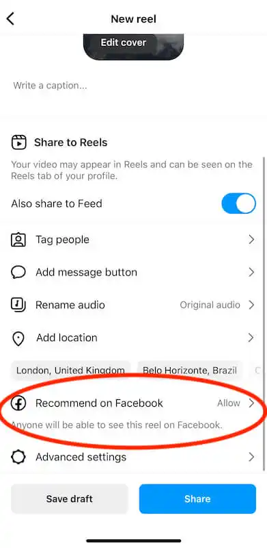 Reel settings page