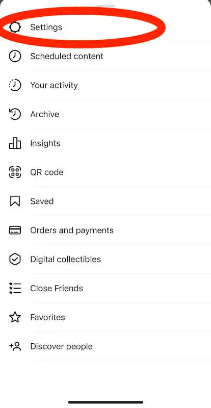 Instagram menu