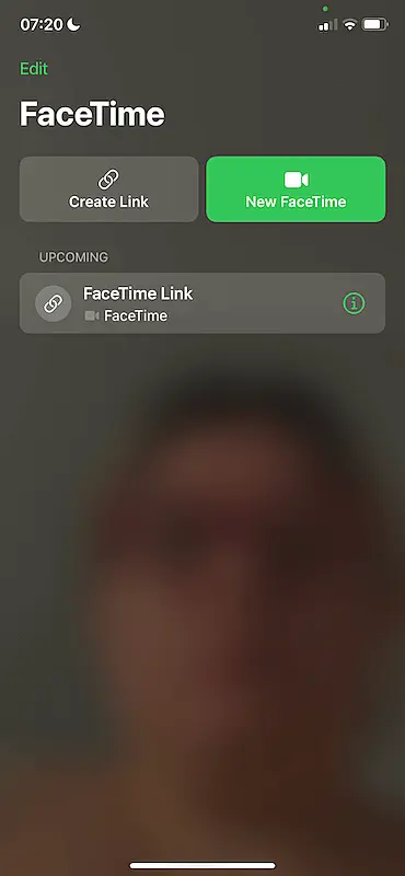 Facetime call screen