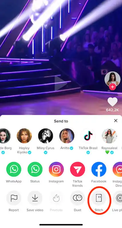 TikTok share menu