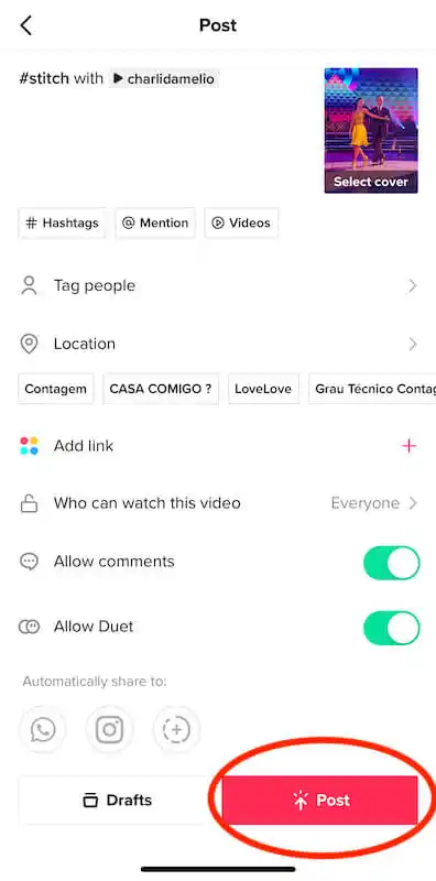 TikTok post page