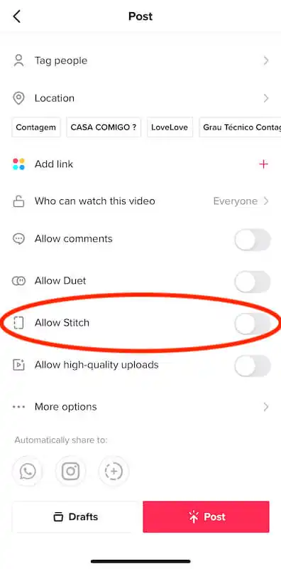TikTok post video page