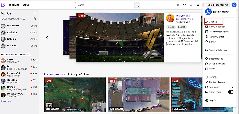 Twitch home page