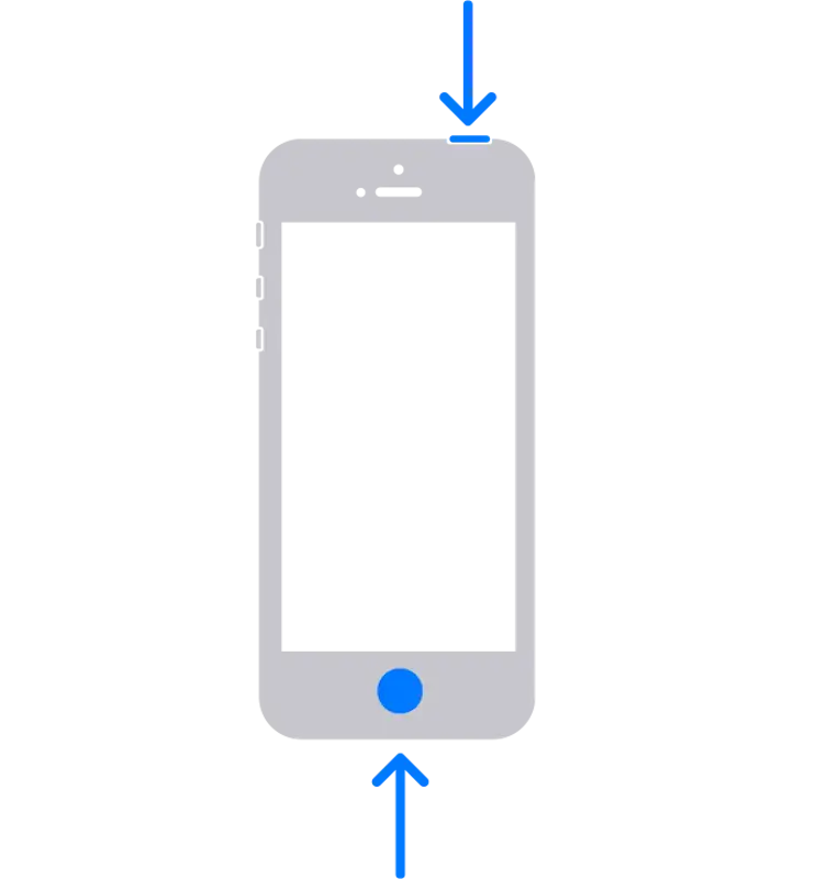 illustration showing the iPhone with the top button and touch ID
