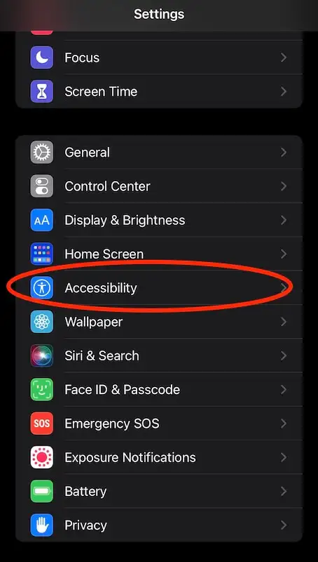 iPhone settings screens