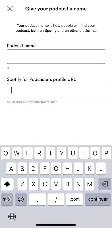 Spotify for Podcasters - name your podcast page