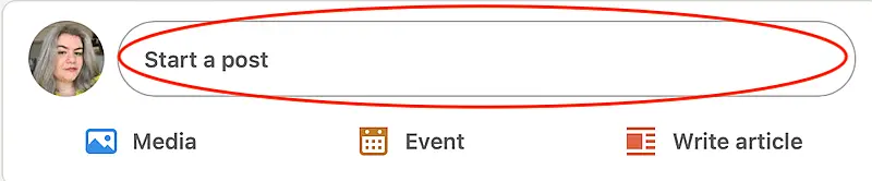 Start a post section on LinkedIn