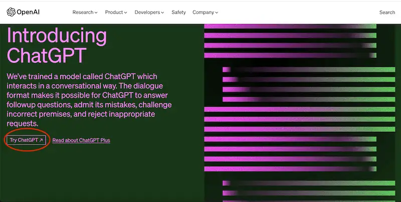 How to use ChatGPT - home page ChatGPT home page