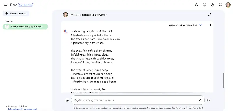 Poem generated by Google Bard 