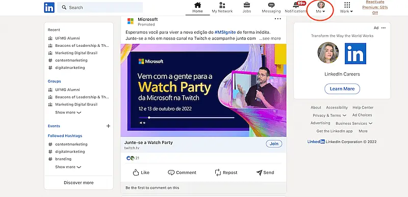 LinkedIn home page