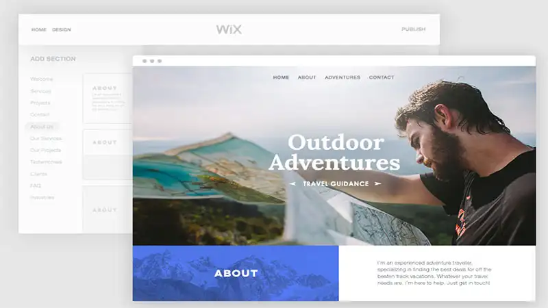 Printscreen de Wix