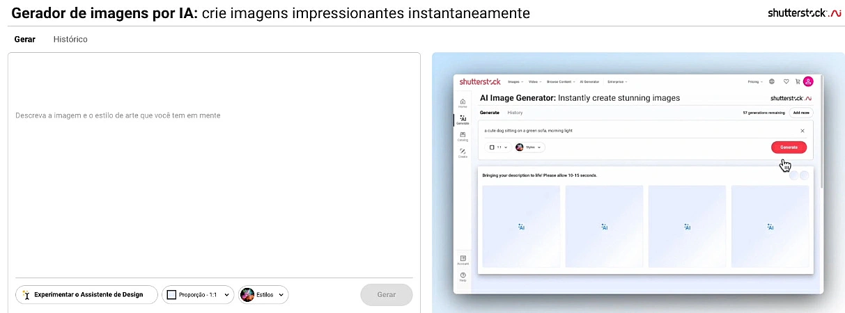 captura de tela do Shutterstock