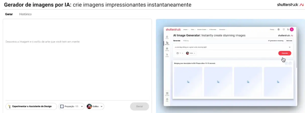 captura de tela do Shutterstock