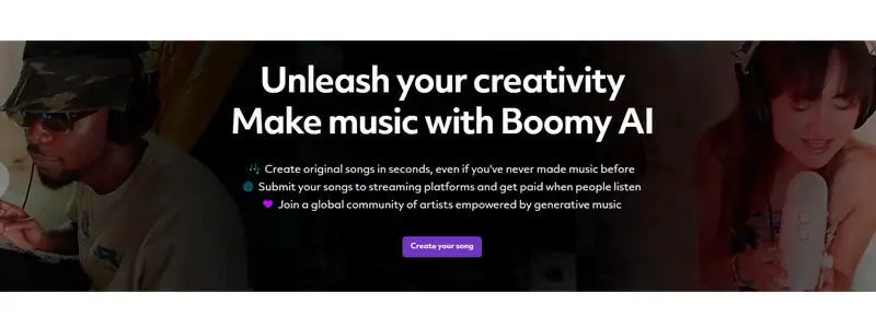 3 captura de tela do site de ia para fazer musica boomy
