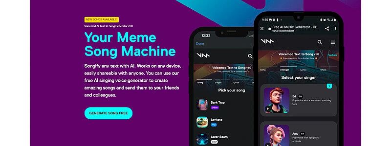 captura de tela do site de ia para fazer musica voice mod