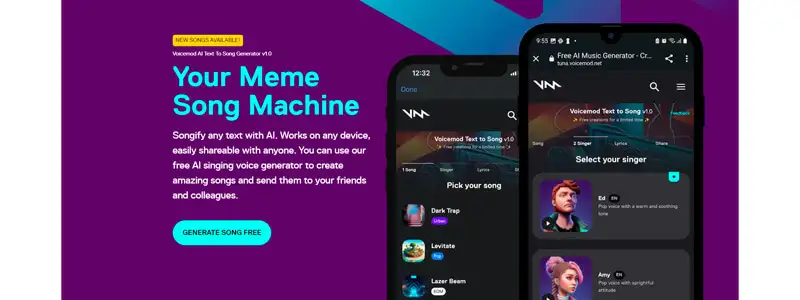 7 captura de tela do site de ia para fazer musica voice mod