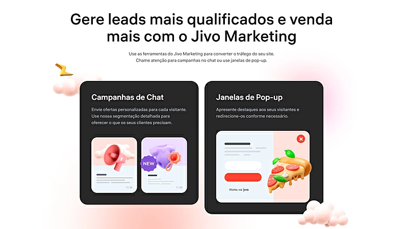 tela mostrando detalhes sobre alguns recursos do Jivo Marketing