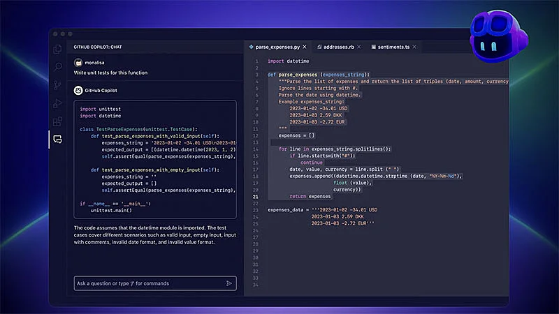Captura de tela do Copilot GitHub