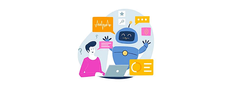 vendedor conversando com uma inteligência artificial para vendas para ter ideias