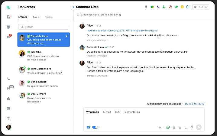 captura de tela do WhatsApp JivoChat