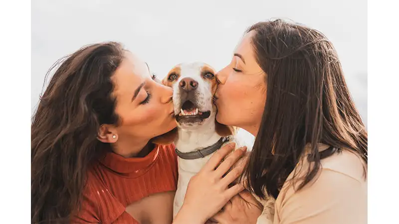 Foto de um casal com um pet