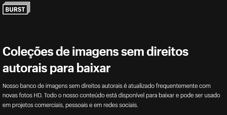 Tela inicial do Burst