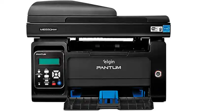 imagem de uma impressora Elgin Pantum Laser na cor preta
