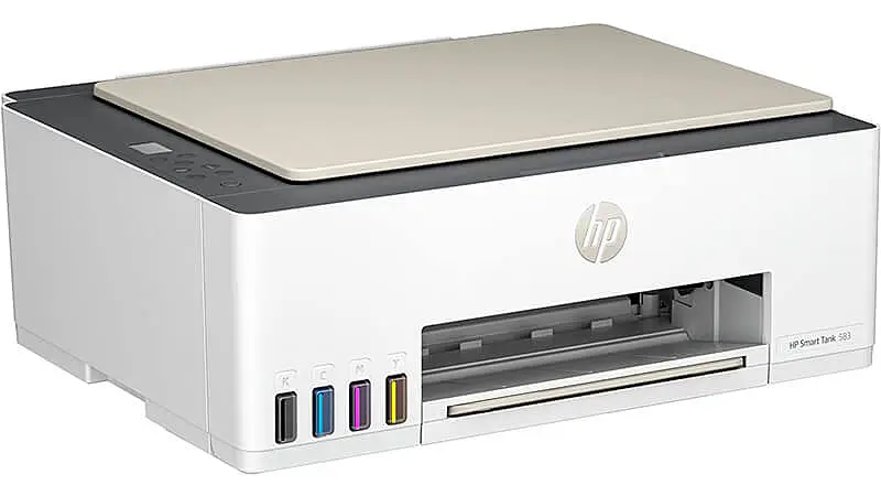imagem de uma impressora HP Smart Tank 583 na cor branca