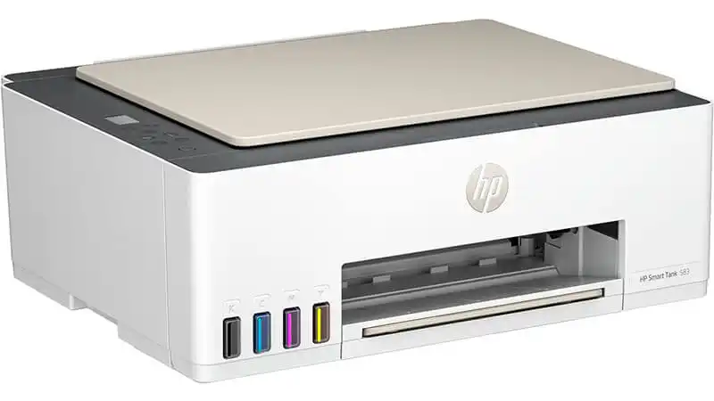 imagem de uma impressora HP Smart Tank 583 na cor branca