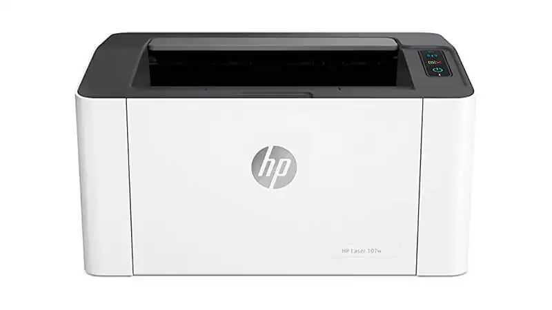 imagem de uma impressora HP Laser 107a na cor branca