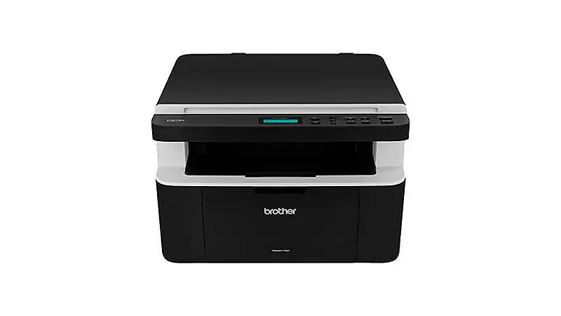 imagem de uma impressora Brother Laser na cor preta com detalhes em branco