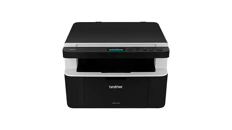 imagem de uma impressora Brother Laser na cor preta com detalhes em branco